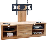 Baumhaus Mobel Oak Mounted Widescreen Television Cabinet with a sleek design, showcasing spacious shelving and elegant wood finish.