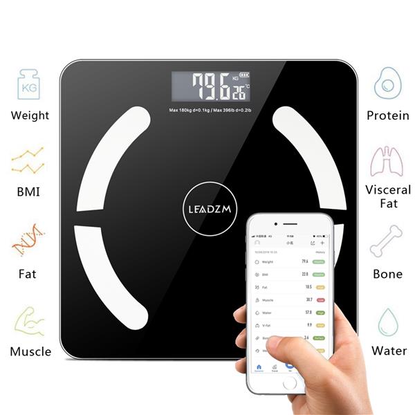Bluetooth Smart Digital Weighing Scale Body Fat Scale OKOK App Black