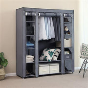 Lavish Kitchen Isle 69-inch portable clothes closet wardrobe with grey and black non-woven fabric, storage organizer, and sturdy frame.