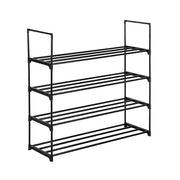 Black 4-tier shoe rack by Lavish Kitchen Isle with multiple shelves, ideal for bedrooms, entryways, hallways, and closets.