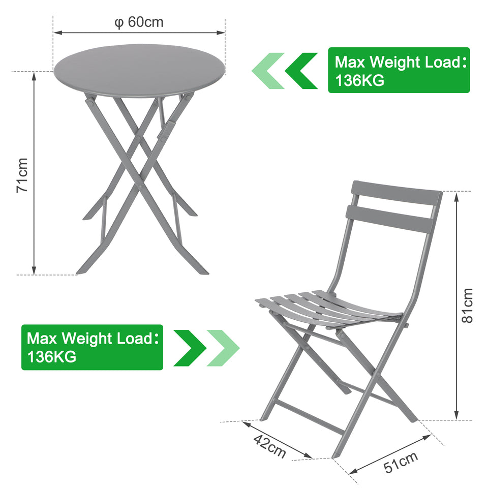 Folding Bistro Dining Table and  two sets of Chairs