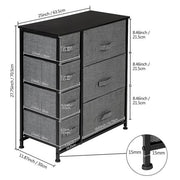 Grey dresser with 7 drawers from Lavish Kitchen Isle, ideal for bedroom, hallway, closet, or office organization.