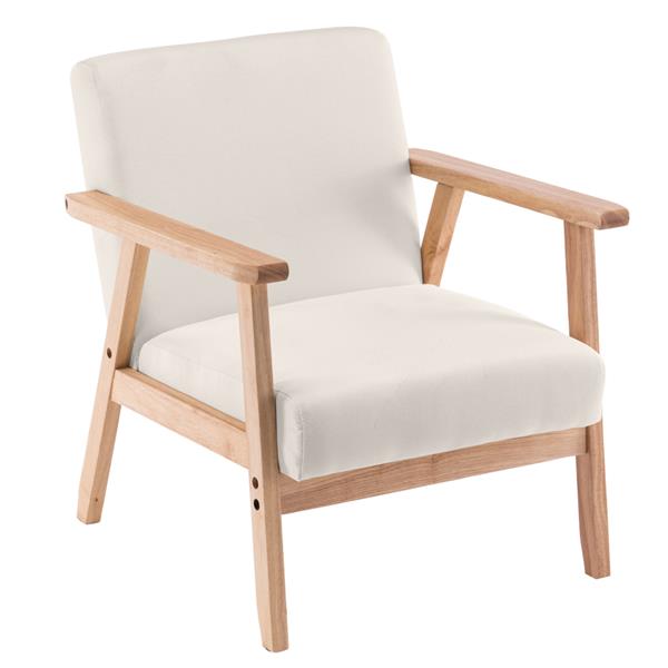 Simple Fabric Wood Armrest Single Sofa Burlywood, (64x59x71cm)-   Beige