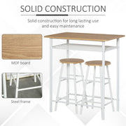 HOMCOM 3-piece dining kitchen set featuring a table and two matching chairs in a cozy home pub cafe setting.