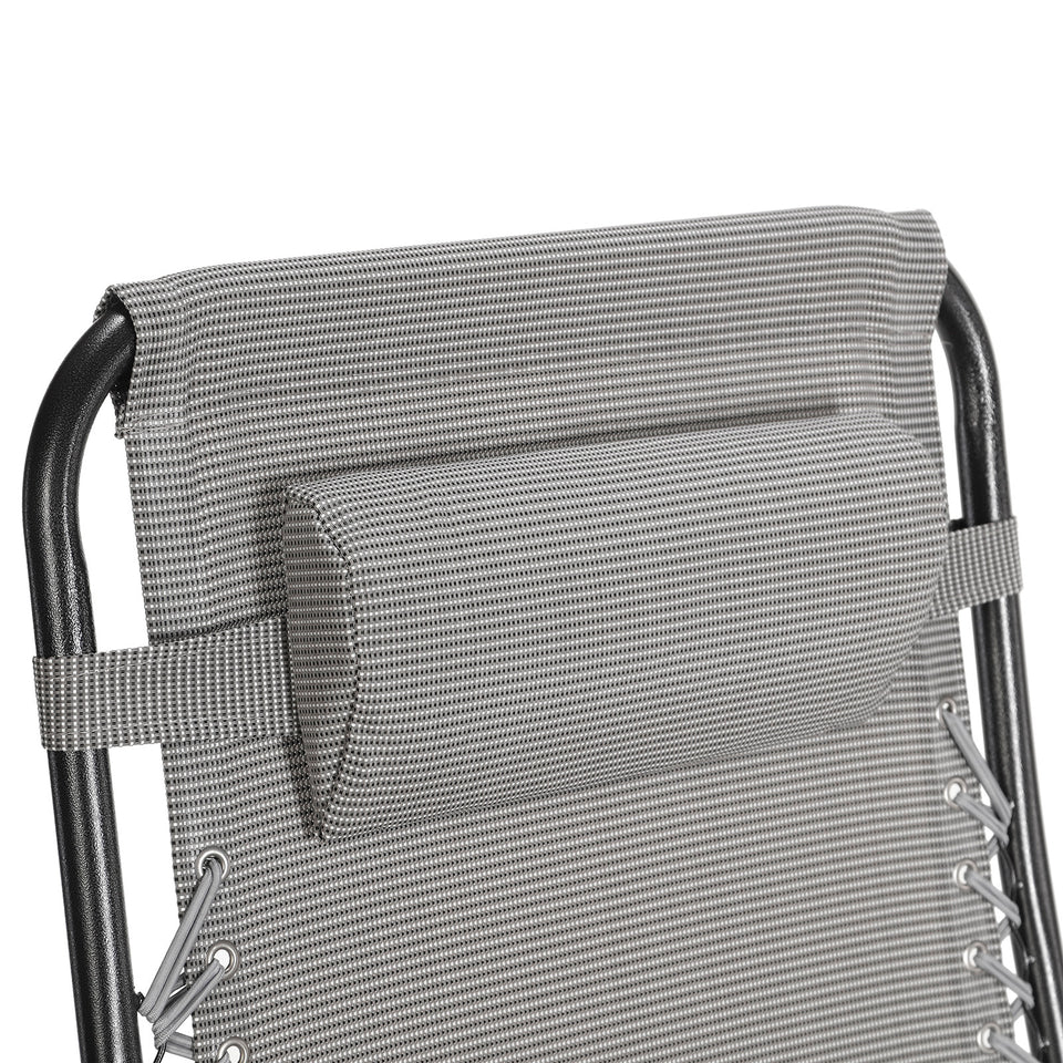 Sun Lounger Recliner Beach Chair Patio- Grey