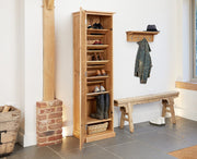 Baumhaus Mobel Oak tall shoe cupboard with multiple doors and shelves for organized footwear storage in a modern oak finish