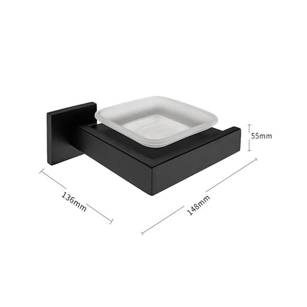 Matte Black Soap Dish Rust-Proof 304 Stainless Steel Square Soap Holder with Removable Dish