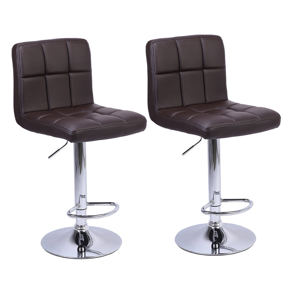 6 Checks Round Cushion with No Armrest Bar Stool (Set of 2)  Coffee-Lavish Kitchen Island