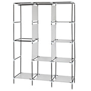 Lavish Kitchen Isle 71-inch portable closet wardrobe with shelves and grey clothes rack storage organizer on a neutral background.