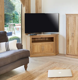 Mobel Oak Corner Television Cabinet - Lavish Kitchen Isle