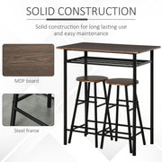 HOMCOM 3-piece dining kitchen set featuring a table and two matching chairs, ideal for home, pub, or cafe settings.
