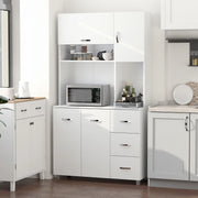 Freestanding Kitchen Storage Unit w/ Cupboard Open Compartments - White
