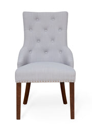 Walnut Accent Narrow Back Upholstered Dining Chair - Grey (Pack Of Two) - Lavish Kitchen Isle