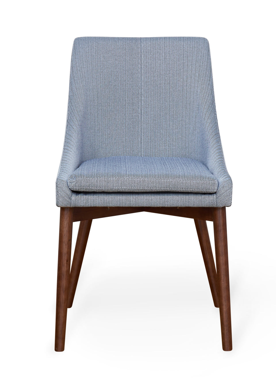 Walnut Dining Table with Powder Blue Chairs