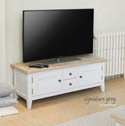 Baumhaus Signature Widescreen Television Stand with sleek design, showcasing spacious shelves and modern finishes.