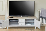 Baumhaus Signature Widescreen Television Stand with modern design and spacious shelving for electronics and decor.