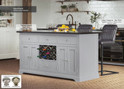 Baumhaus-Grey Kitchen Island With Black Granite Top-Baumhaus