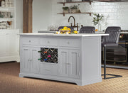 Baumhaus Grey Kitchen Island with White Granite Top-Baumhaus