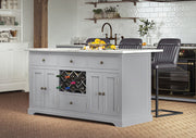 Baumhaus Grey Kitchen Island with White Granite Top-Baumhaus