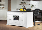 Baumhaus- White Kitchen Island with Black Granite Top-Baumhaus
