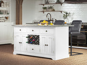 Baumhaus White Kitchen Island with Grey Granite Worktop-Baumhaus