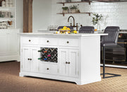 Baumhaus- White Kitchen Island with White Granite Worktop-Baumhaus