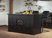 Baumhaus Black Kitchen Island with Black Granite Worktop-Baumhaus