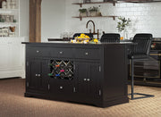 Baumhaus Black Kitchen Island with Black Granite Worktop-Baumhaus