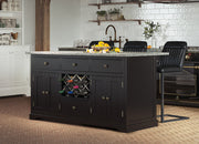 Baumhaus Black Kitchen Island with Grey Granite Worktop-Baumhaus