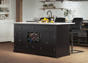 Baumhaus Black Kitchen Island with White Granite Worktop-Baumhaus
