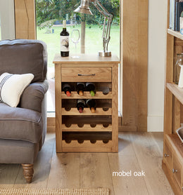 Mobel Oak Wine Rack Lamp Table - Lavish Kitchen Isle