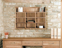 Baumhaus Mobel Oak Reversible Wall Rack showcasing a stylish wooden design with multiple storage options.