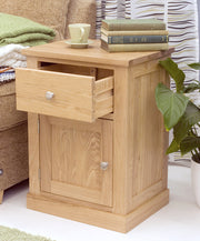 Mobel Oak One Door one Drawer Lamp Table - Lavish Kitchen Isle