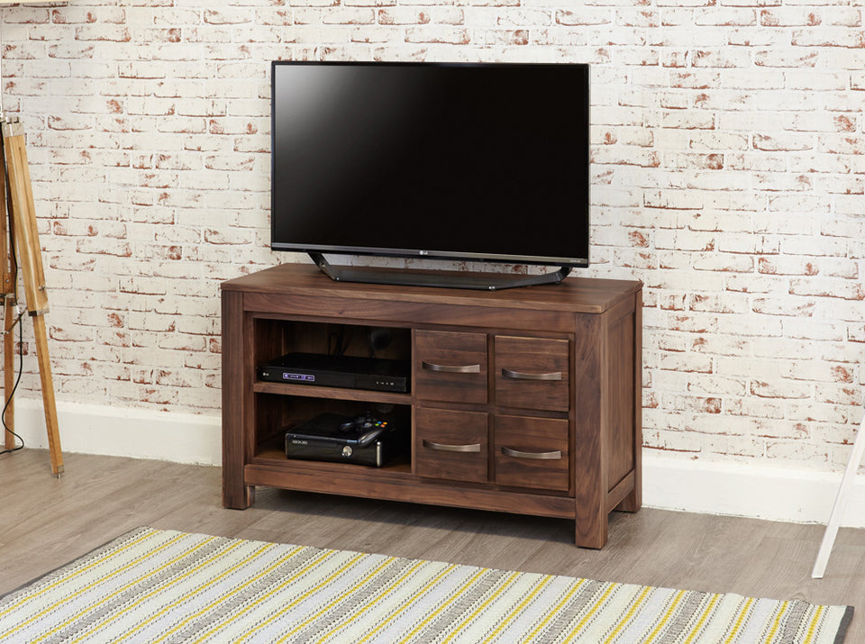 Mayan Walnut Four Drawer Television Cabinet