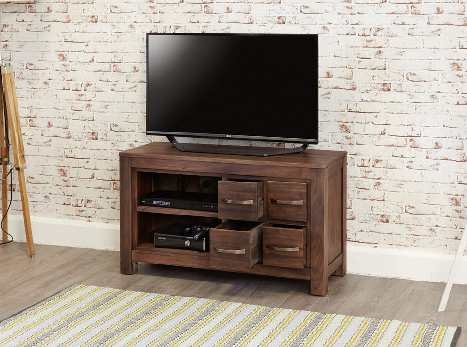 Mayan Walnut Four Drawer Television Cabinet