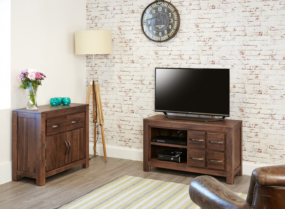 Mayan Walnut Four Drawer Television Cabinet