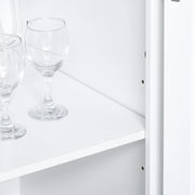 Freestanding Kitchen Storage Cabinet with Framed Glass Doors, Drawers, Microwave Counter- White