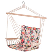 Outsunny bright floral hanging hammock chair with safe rope frame and pillow top, measuring 100x106cm.