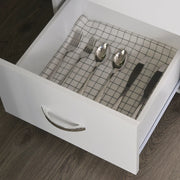Adjustable Height Free standing Kitchen Cupboard with Shelves and Open Space- White