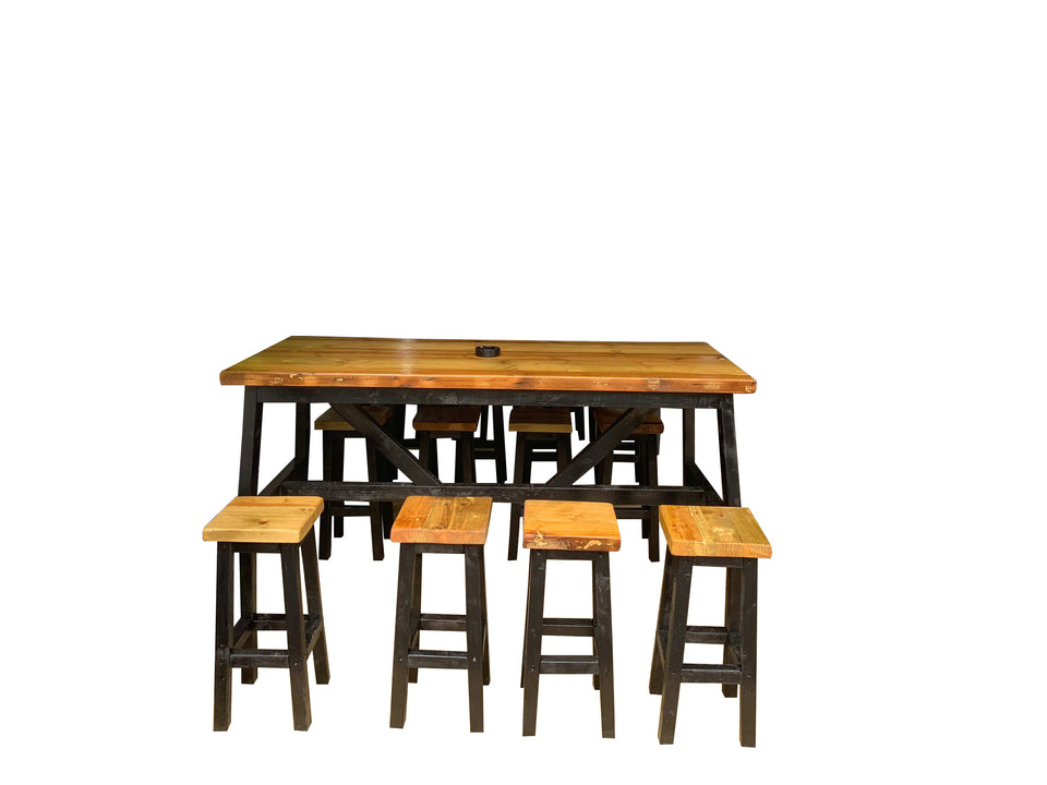 Rustic Timber Breakfast Bar style dining table with stools