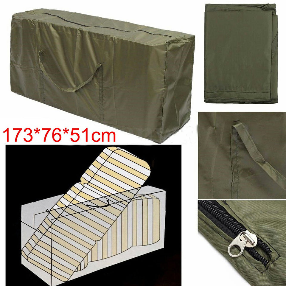 Outdoor Cushion Dustproof Cover Storage Bag Garden Furniture Covers 173x76x51cm - Black