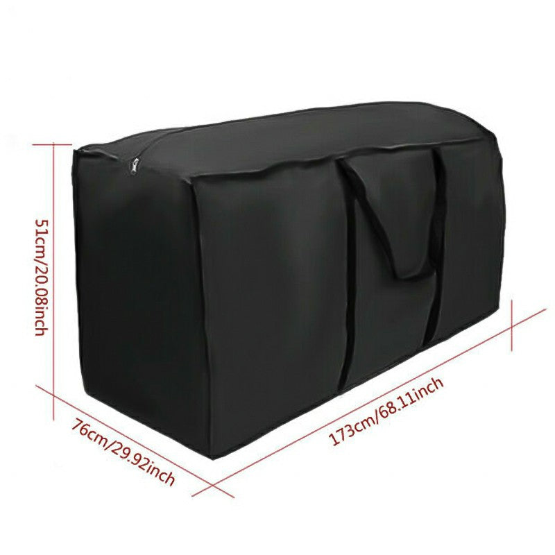 Outdoor Cushion Dustproof Cover Storage Bag Garden Furniture Covers 173x76x51cm - Black