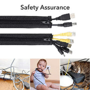 120cm Cable Tidy Zip Sleeve for PC/TV Wire Management Organisers Cable Cover Protector - Lavish Kitchen Isle