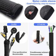 120cm Cable Tidy Zip Sleeve for PC/TV Wire Management Organisers Cable Cover Protector - Lavish Kitchen Isle