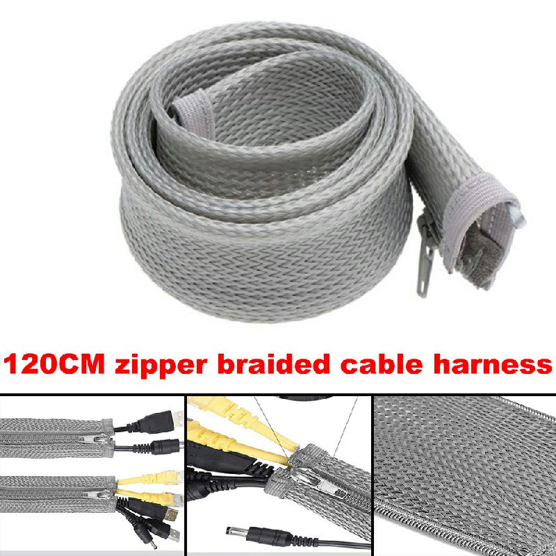 120cm Cable Tidy Zip Sleeve for PC/TV Wire Management Organisers Cable Cover Protector - Lavish Kitchen Isle