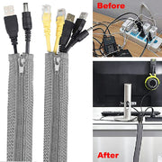 120cm Cable Tidy Zip Sleeve for PC/TV Wire Management Organisers Cable Cover Protector - Lavish Kitchen Isle