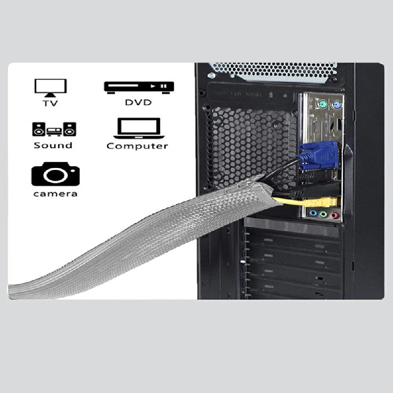 120cm Cable Tidy Zip Sleeve for PC/TV Wire Management Organisers Cable Cover Protector - Lavish Kitchen Isle