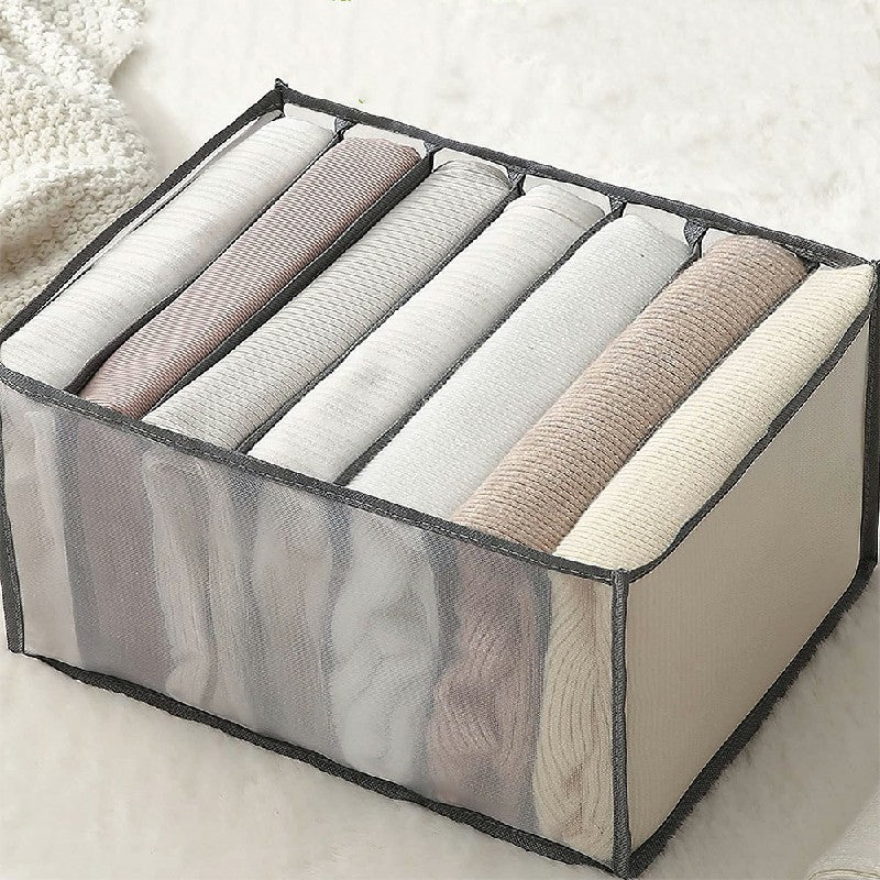 Clothes Storage Bags Foldable Organizer Wardrobe Cube Closet Boxes Compartment for Jeans 7 Grids