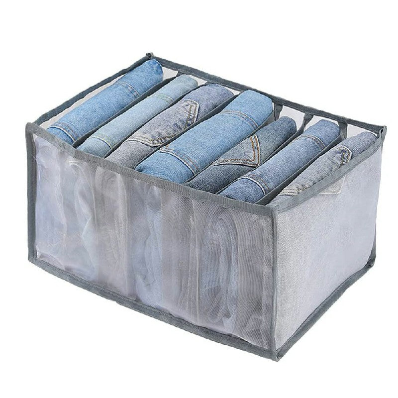 Clothes Storage Bags Foldable Organizer Wardrobe Cube Closet Boxes Compartment for Jeans 7 Grids
