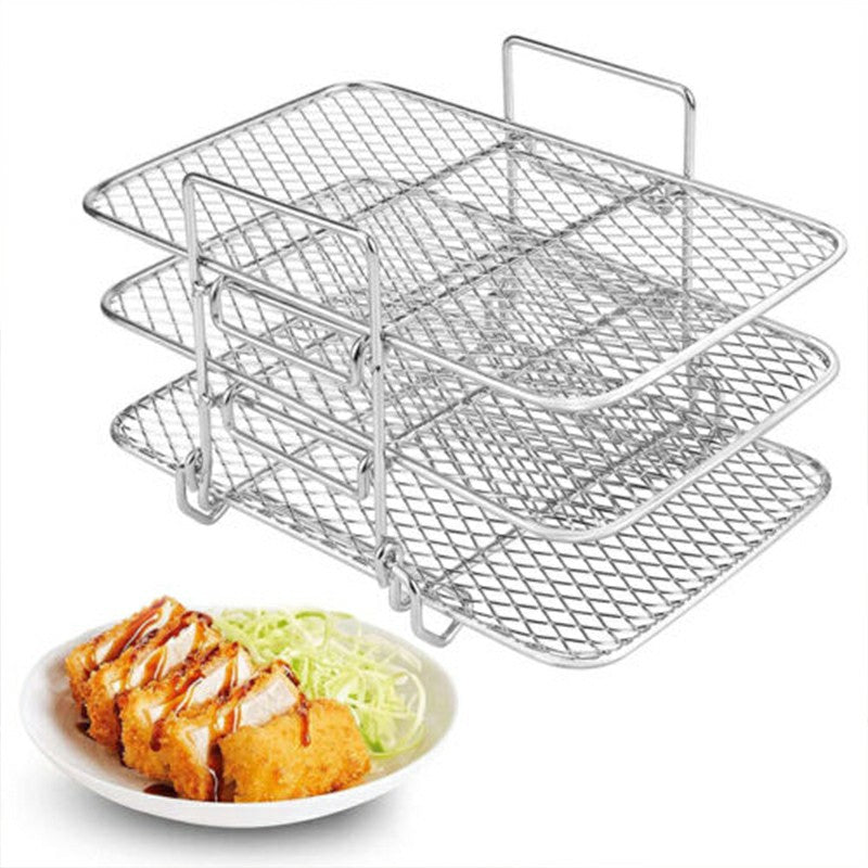 Air Fryer Grill Rack for Dual Air Fryer 304 Stainless Steel Three Layer